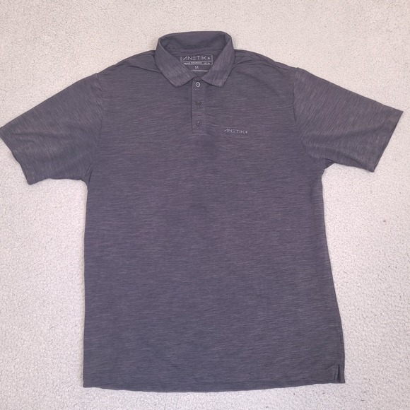 Anetik Mens Golf Performance Polo Shirt Mens Medium Black UPF 30 Short Sleeve - Picture 1 of 12